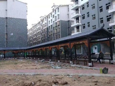 防腐木古建长廊，风雨连廊，园林廊架，产品规格多样，可来图定制图4